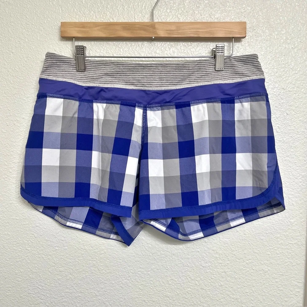 Lululemon Groovy Run Shorts Blue Plaid Size 10